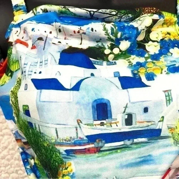 Boston Proper Cold Shoulder Rouge 3/4 Sleeve Cowl Neckline Tropical Top Size XS - Picture 7 of 15